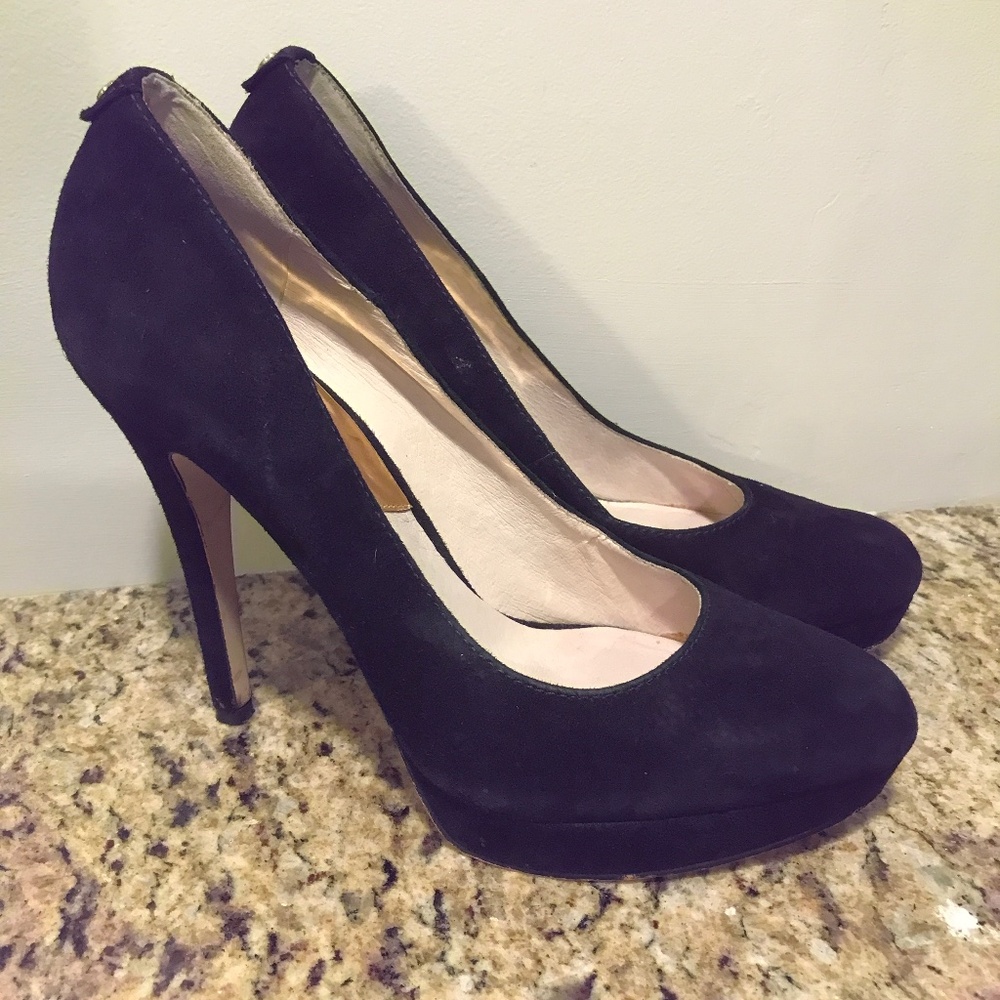 Michael Kors “York” black suede platform high heels
